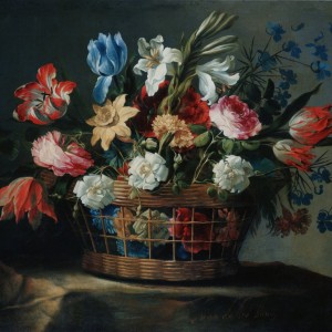 Basket of Flowers with Lilies -  