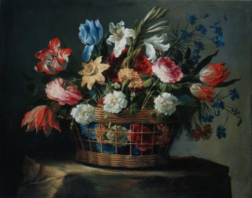 Basket of Flowers with Lilies - Juan de Arellano