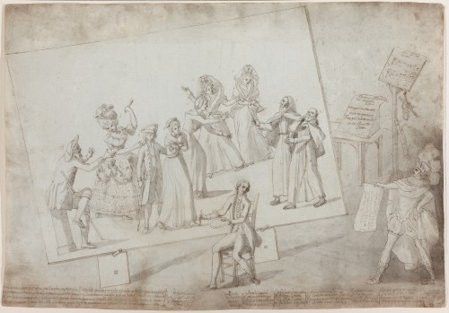 Satire of Don Fabián and his Guide or Scandal received and not given - Spanish School, 18th century