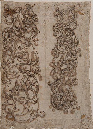 Decoration of Scrolls and Putti - Spanish School, 16th century