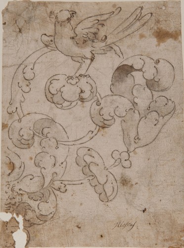 Foliate Decoration with a Bird - Spanish School, 16th century