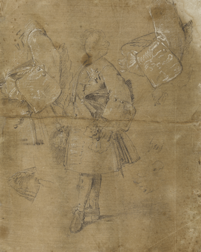 Studies for a portrait of Louis I (recto) Study of two male figures (verso) - Michel-Ange Houasse