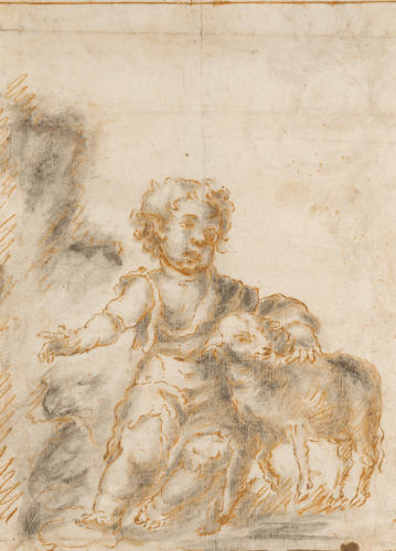 Saint John the Baptist Child with the Lamb - Sevilian School, 17th century